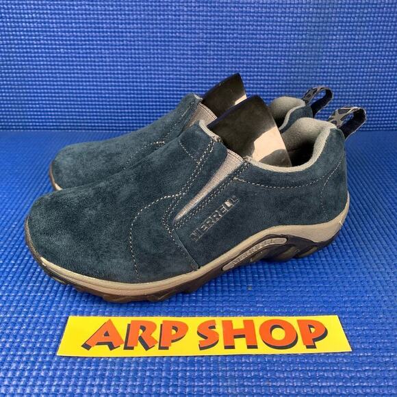 🔴 Merrell Jungle Moc Kids-Boys US 13.5 Blue Suede Leather Slip-On Shoes J95637 - Picture 1 of 8